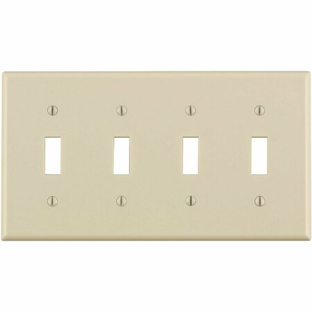 LEVITON 4-Gang Plastic Toggle Switch Wall Plate, Light Almond 000-78012